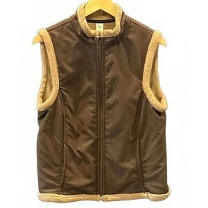 prAna Women's Vest Large Brown Fleece Lined Full Zip Front Pockets Cabincore